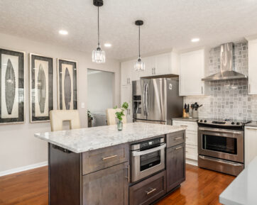 White and dark stain wood kitchen