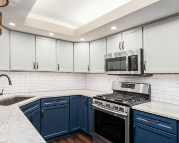 blue kitchen cabinets