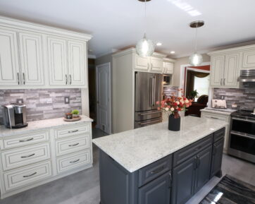 white kitchen with island