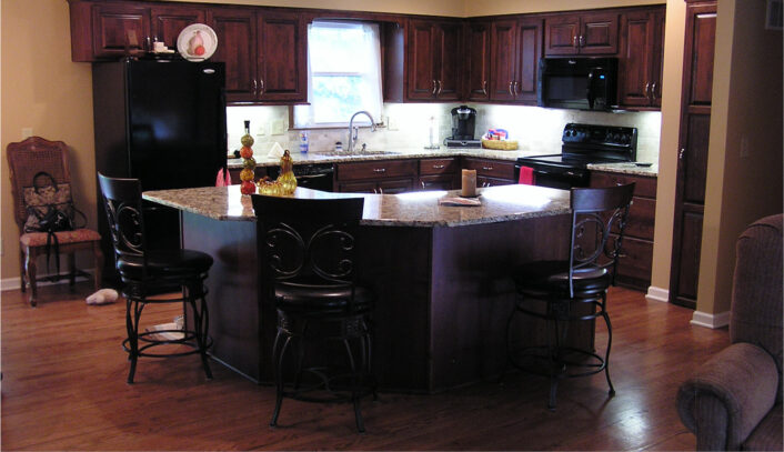 Traditional kitchen remodel done with cabinet refacing and custom cabinets (hybrid)