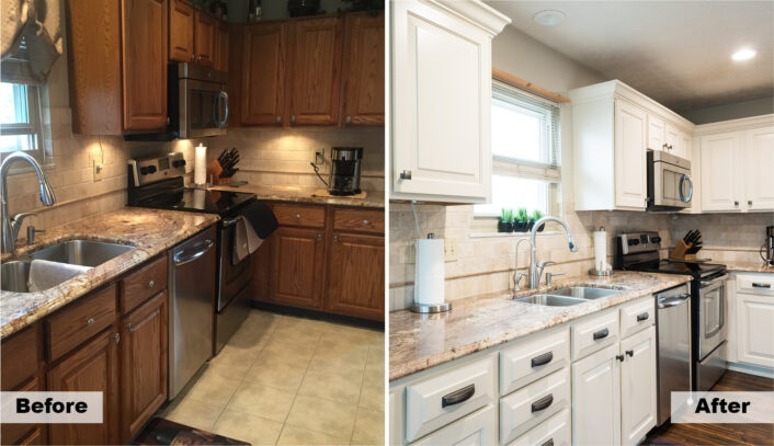 Traditional kitchen done with cabinet refacing