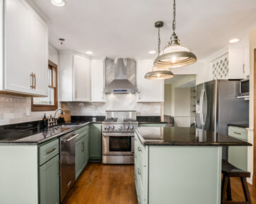 Sage green cabinetry
