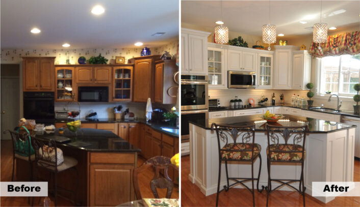 Contemporary kitchen remodel hybrid (new cabinets & cabinet refacing)