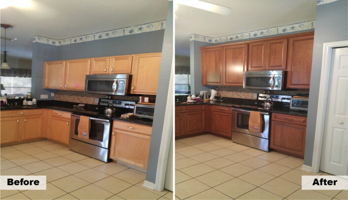 Traditional kitchen remodel done with cabinet refacing