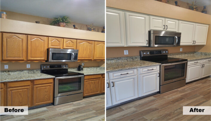 Contemporary kitchen remodel done with cabinet refacing