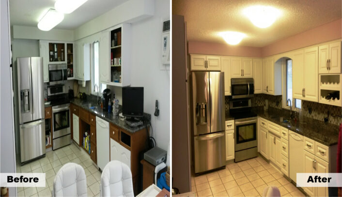 Traditional kitchen remodel hybrid (new cabinets & cabinet refacing)