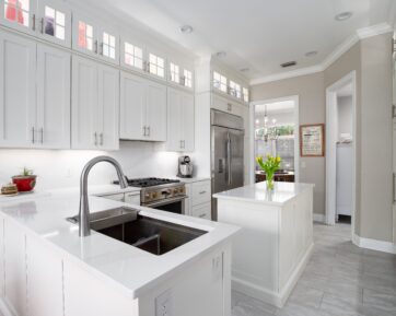 White kitchen and quartz countertops