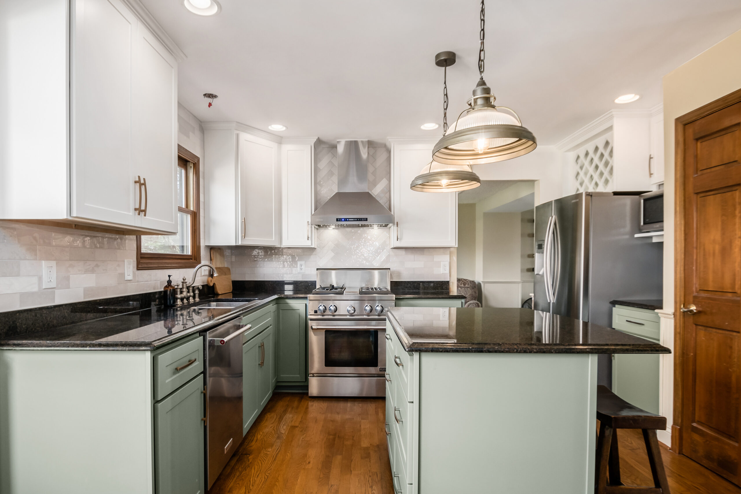 Sage green cabinetry