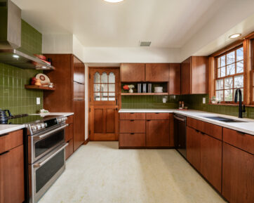 wooden kitchen with vinyl