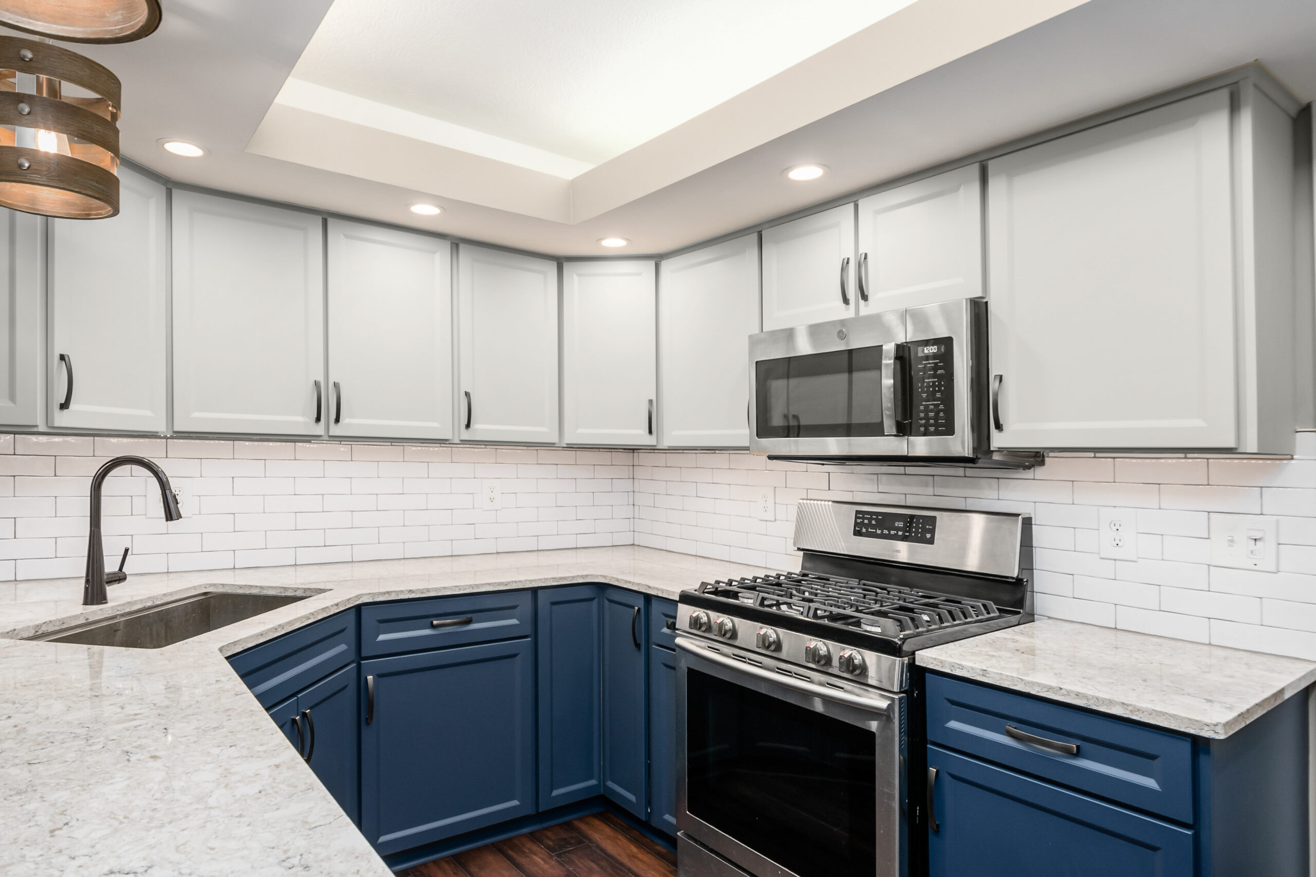 blue kitchen cabinets