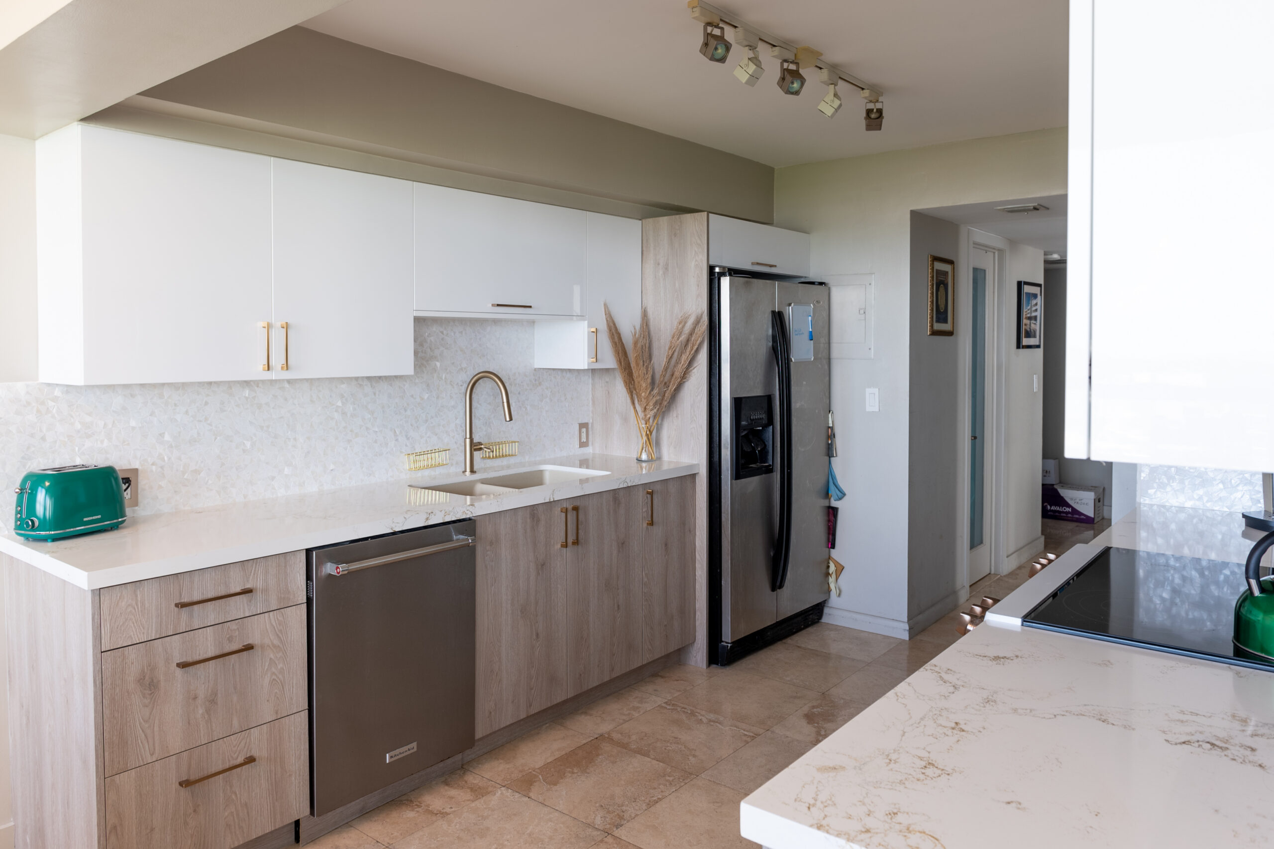 wooden and gold kitchen